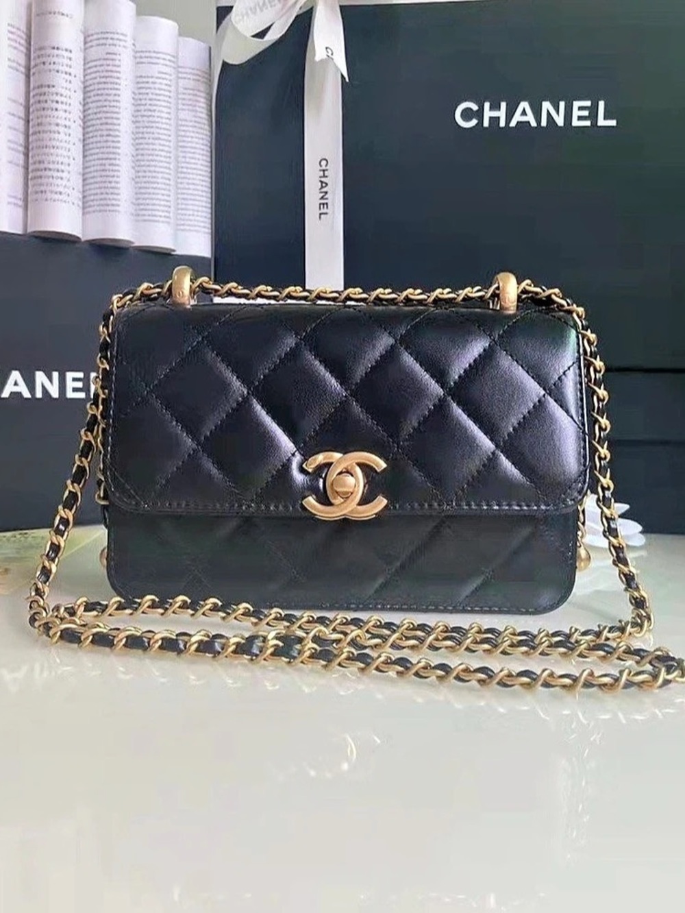 Counterfeit goods Chanel Wallet on Chain with Ball Charm Quilted Shoulder Bag Bl